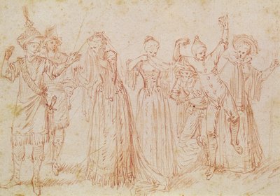 Gruppe von komischen und tragischen Schauspielern von Jean Antoine Watteau